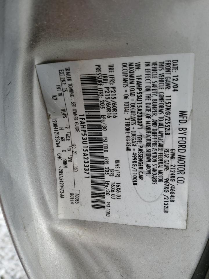 2005 Ford Taurus Se VIN: 1FAHP53U15A233371 Lot: 52019685