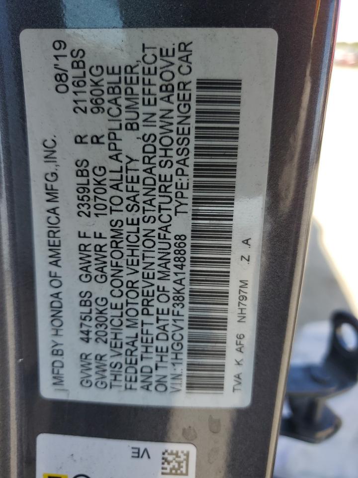 1HGCV1F38KA148868 HONDA ACCORD 2019