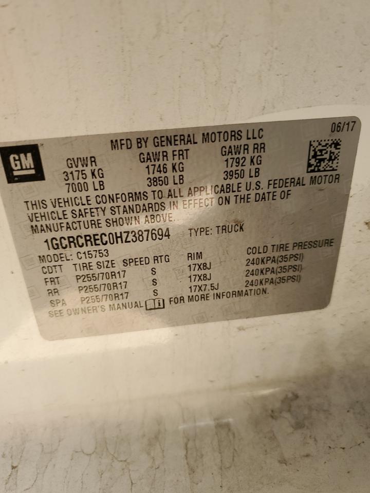 1GCRCREC0HZ387694 CHEVROLET ALL Models 2017