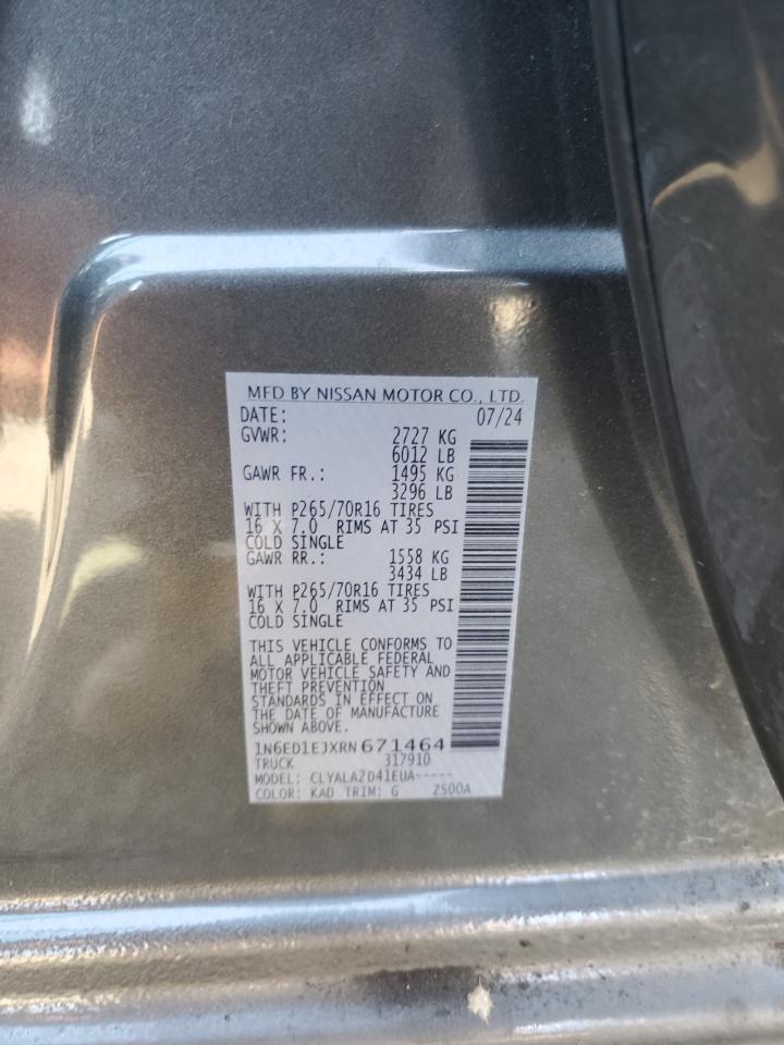 1N6ED1EJXRN671464 NISSAN FRONTIER 2024
