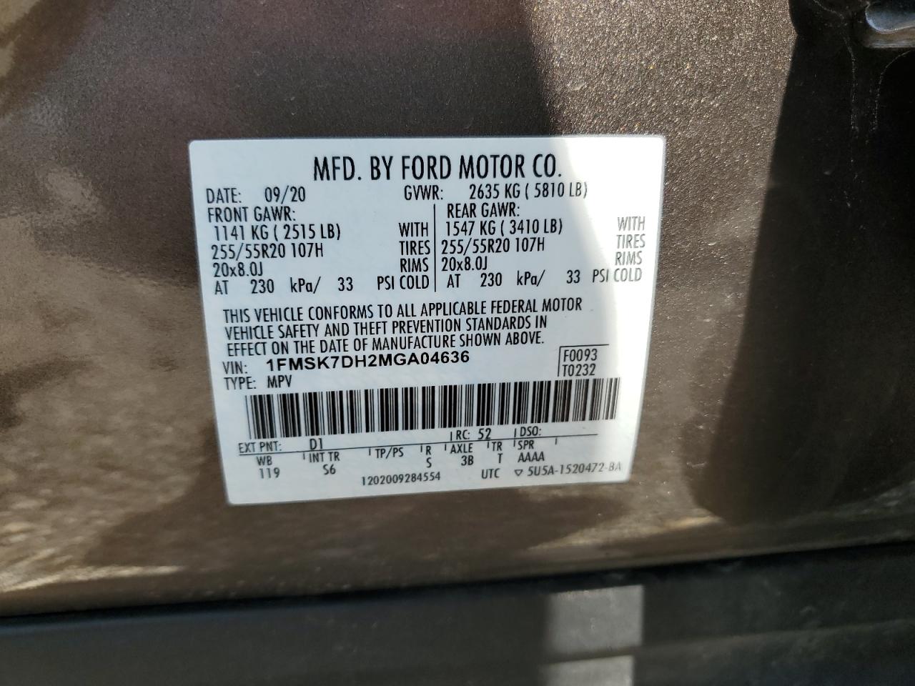 1FMSK7DH2MGA04636 FORD EXPLORER 2021