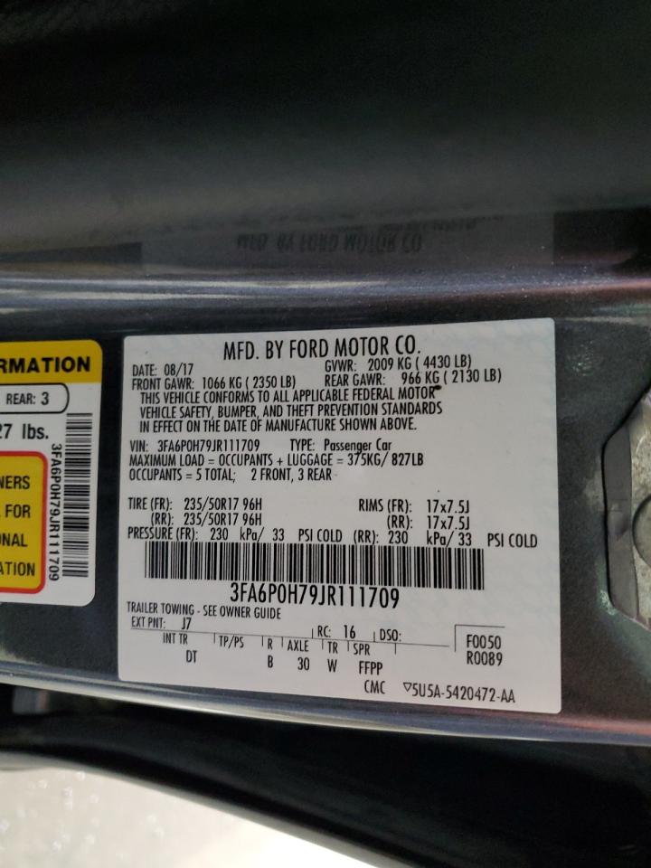 3FA6P0H79JR111709 FORD FUSION 2018
