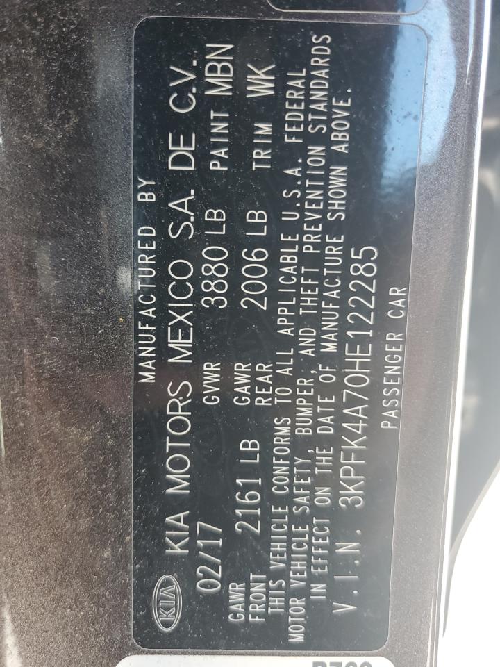 2017 Kia Forte Lx VIN: 3KPFK4A70HE122285 Lot: 54721955