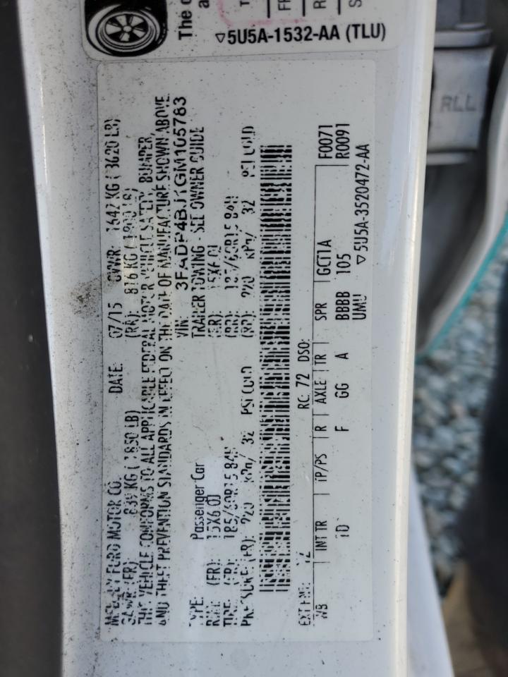 2016 Ford Fiesta Se VIN: 3FADP4BJ1GM105783 Lot: 54427195