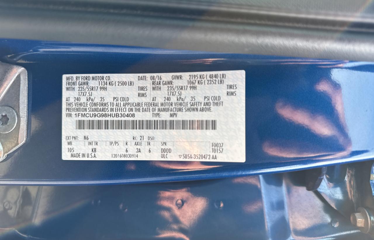 1FMCU9G98HUB30408 FORD ESCAPE 2017