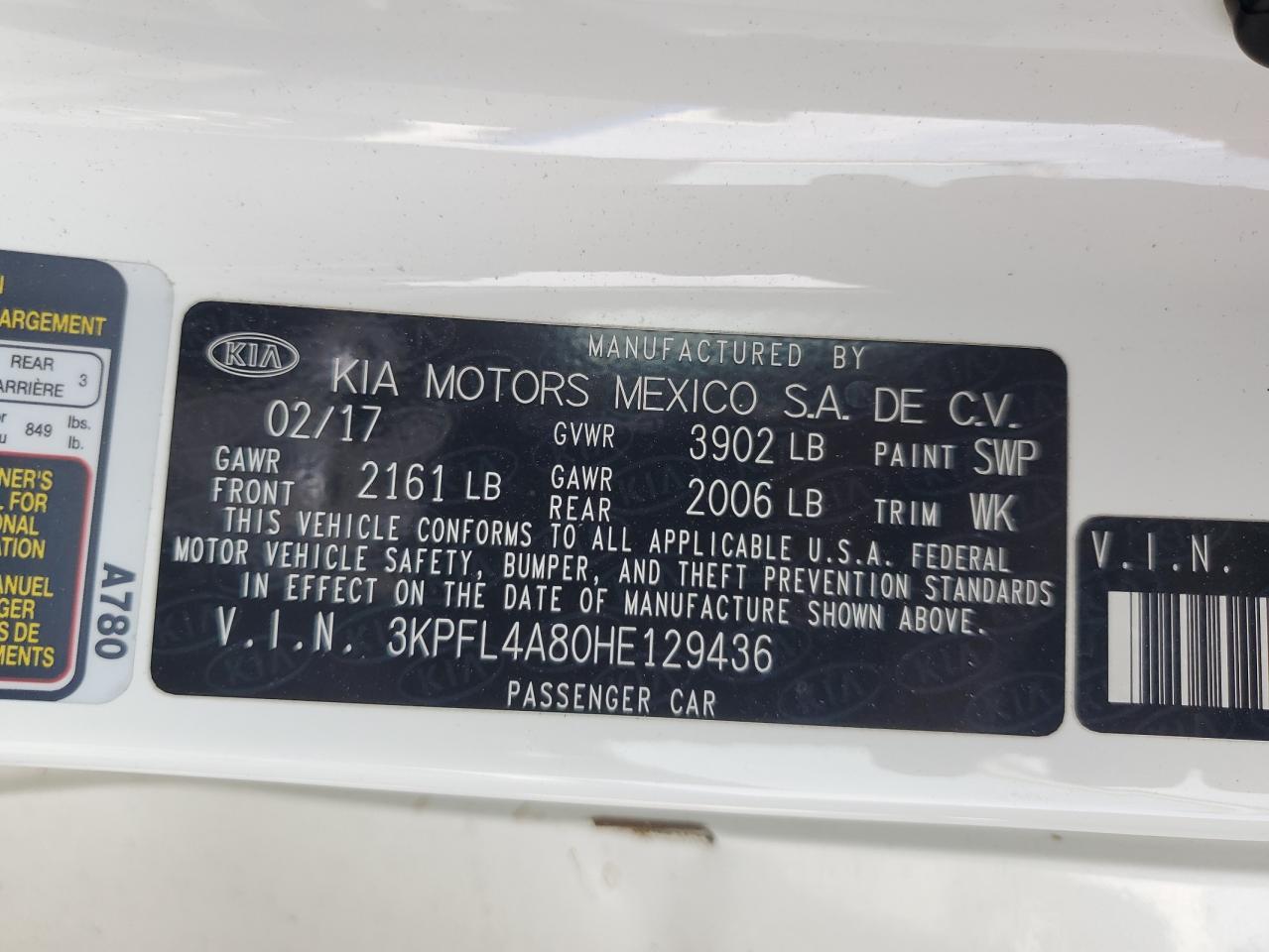 2017 Kia Forte Ex VIN: 3KPFL4A80HE129436 Lot: 54980375