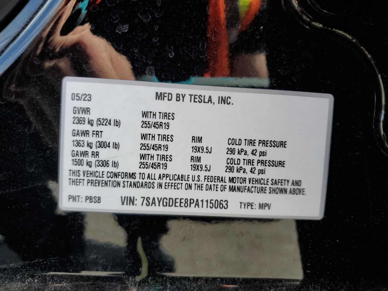 2023 Tesla Model Y VIN: 7SAYGDEE8PA115063 Lot: 53745755