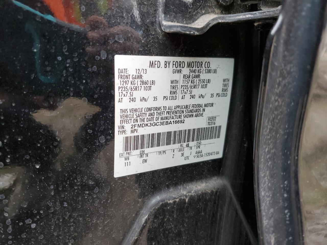 2014 Ford Edge Se VIN: 2FMDK3GC3EBA16692 Lot: 55282445