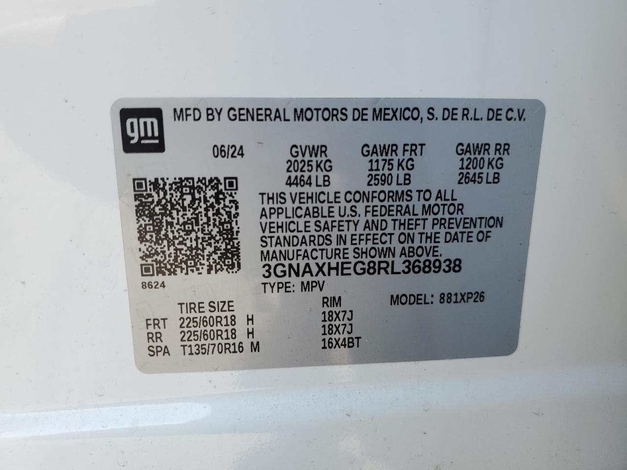 3GNAXHEG8RL368938 CHEVROLET EQUINOX 2024