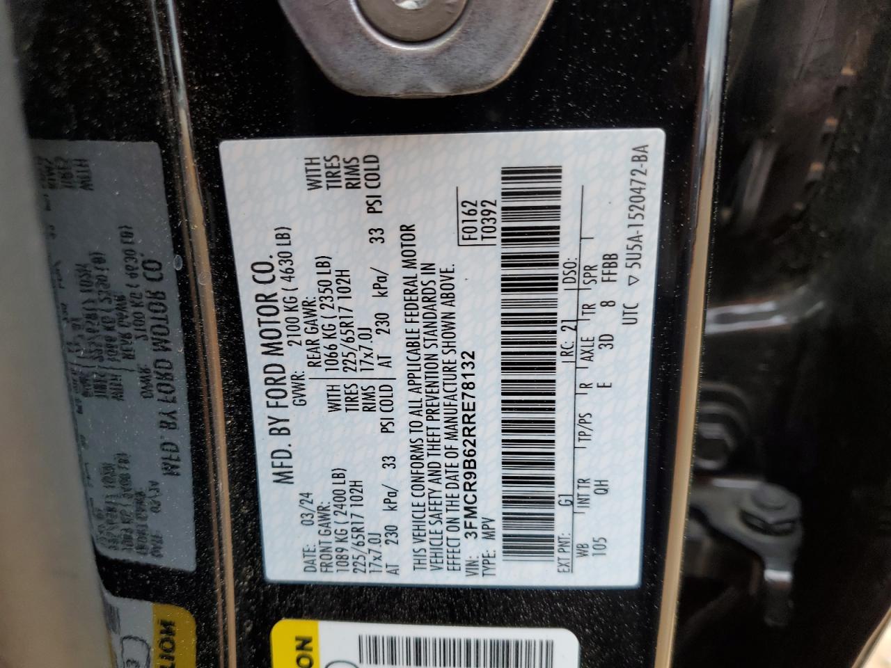 3FMCR9B62RRE78132 FORD BRONCO 2024
