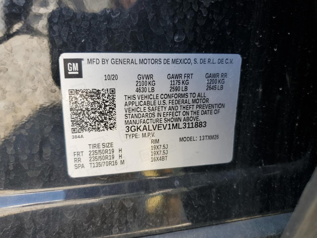 2021 GMC Terrain Slt VIN: 3GKALVEV1ML311883 Lot: 53268275