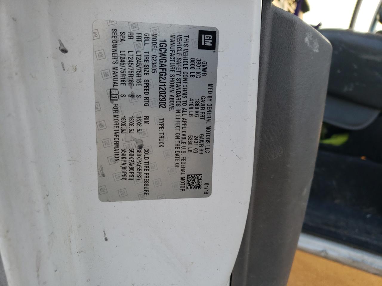 1GCWGAFG2J1202902 CHEVROLET EXPRESS 2018