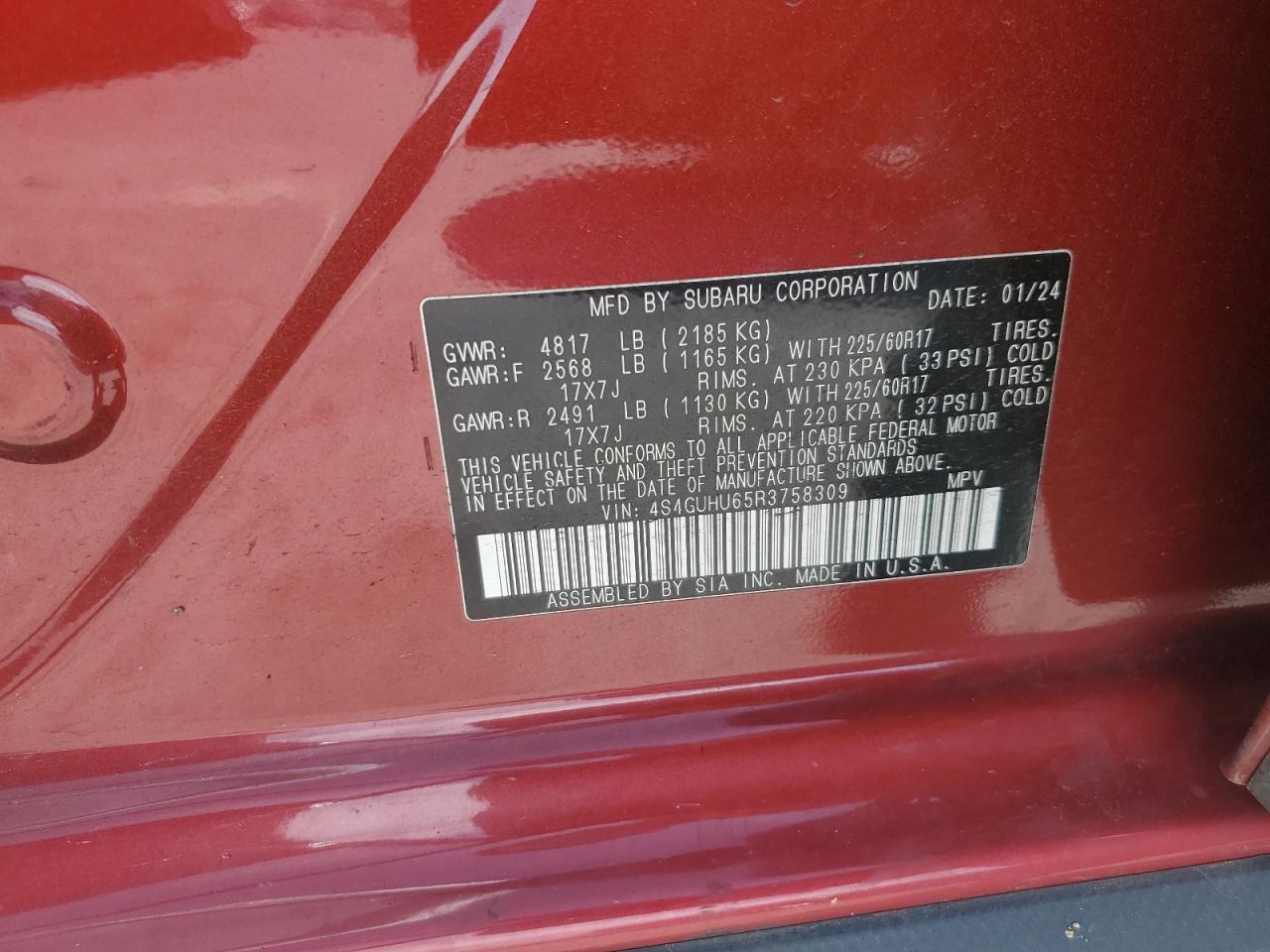 2024 Subaru Crosstrek Wilderness VIN: 4S4GUHU65R3758309 Lot: 53905405