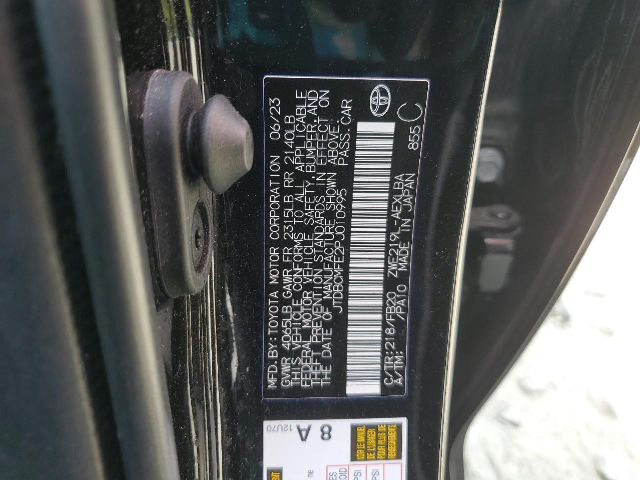 JTDBCMFE2PJ010995 TOYOTA COROLLA 2023