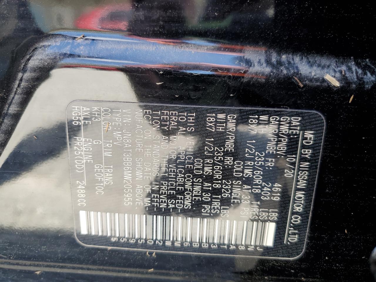 JN8AT3BB6MW205955 NISSAN ROGUE 2021
