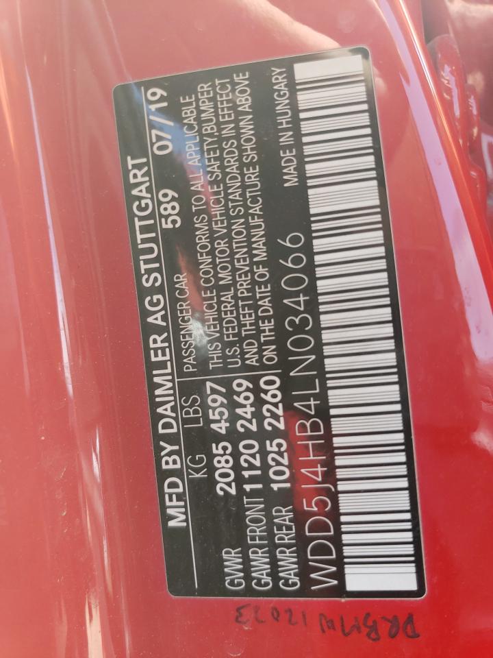 2020 Mercedes-Benz Cla 250 4Matic VIN: WDD5J4HB4LN034066 Lot: 53181015