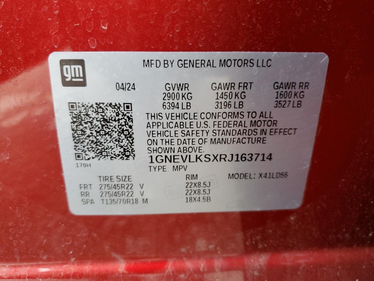 1GNEVLKSXRJ163714 CHEVROLET TRAVERSE 2024