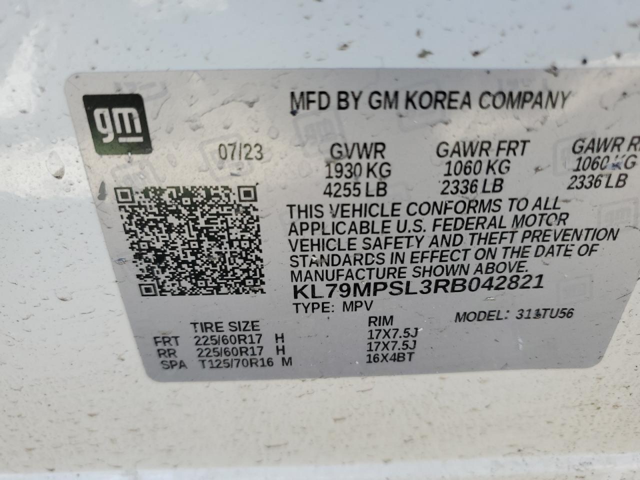 KL79MPSL3RB042821 CHEVROLET TRAILBLZR 2024
