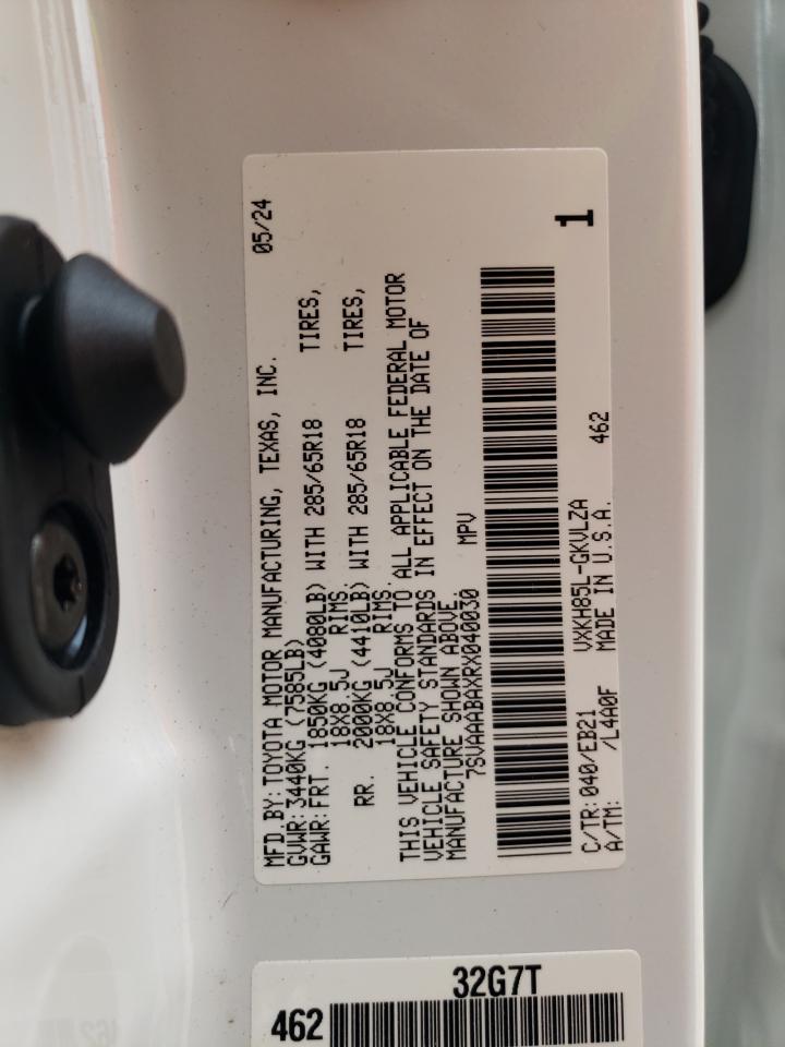 2024 Toyota Sequoia Sr5 VIN: 7SVAAABAXRX040030 Lot: 54766095