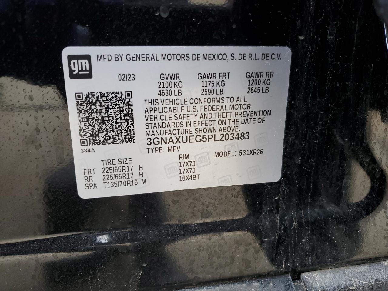3GNAXUEG5PL203483 CHEVROLET EQUINOX 2023