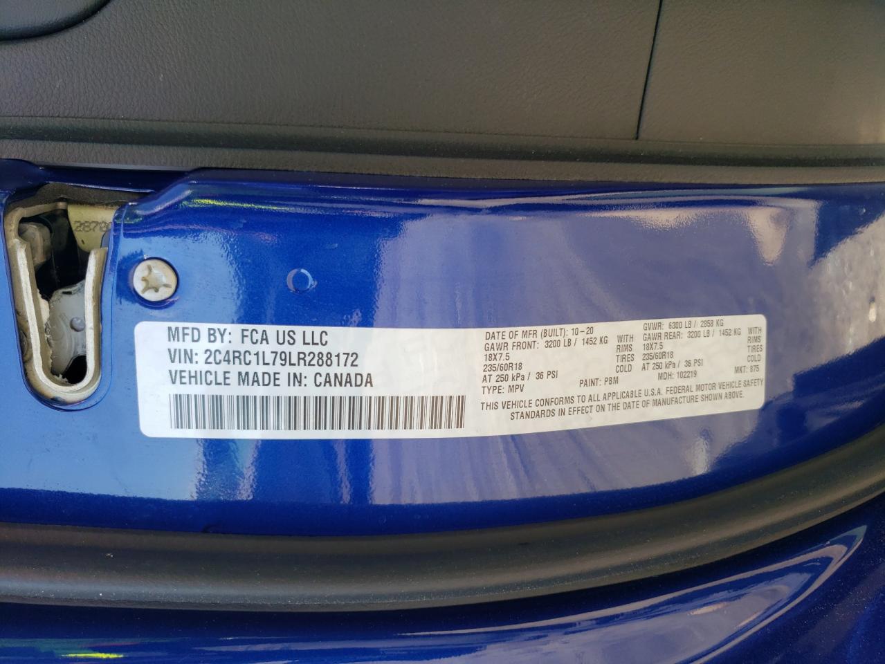 2020 Chrysler Pacifica Hybrid Touring L VIN: 2C4RC1L79LR288172 Lot: 52535185