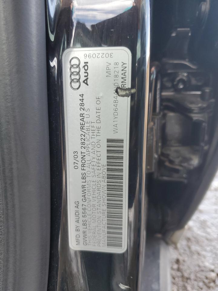 2004 Audi Allroad VIN: WA1YD64B44N018218 Lot: 54335425