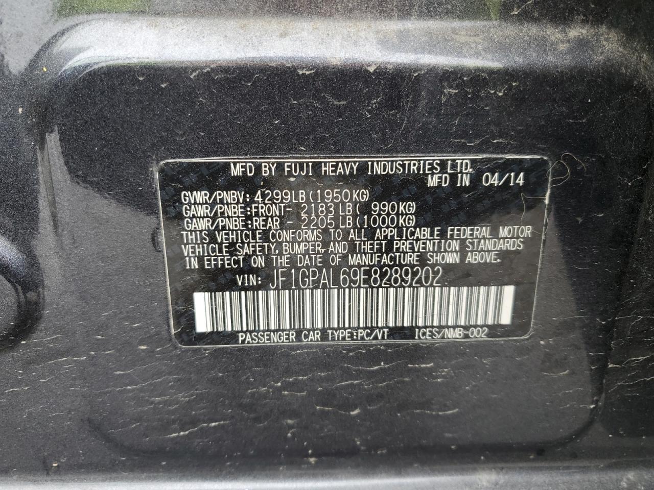 2014 Subaru Impreza Sport Premium VIN: JF1GPAL69E8289202 Lot: 53635015