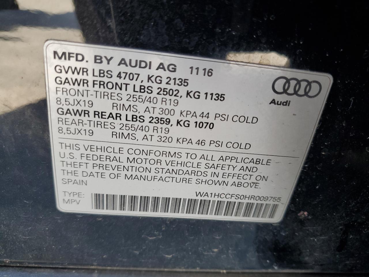 2017 Audi Q3 Premium Plus VIN: WA1HCCFS0HR009755 Lot: 52728145