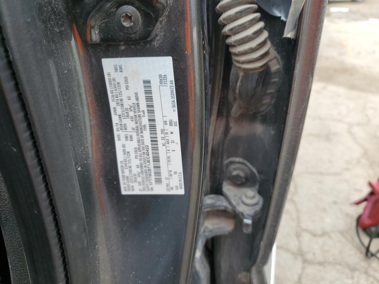 1FT7W2BT1JEC40422 FORD F250 2018