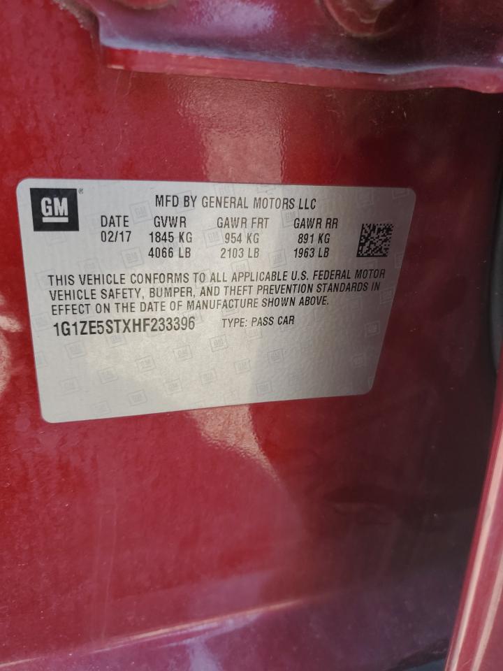 1G1ZE5STXHF233396 CHEVROLET MALIBU 2017
