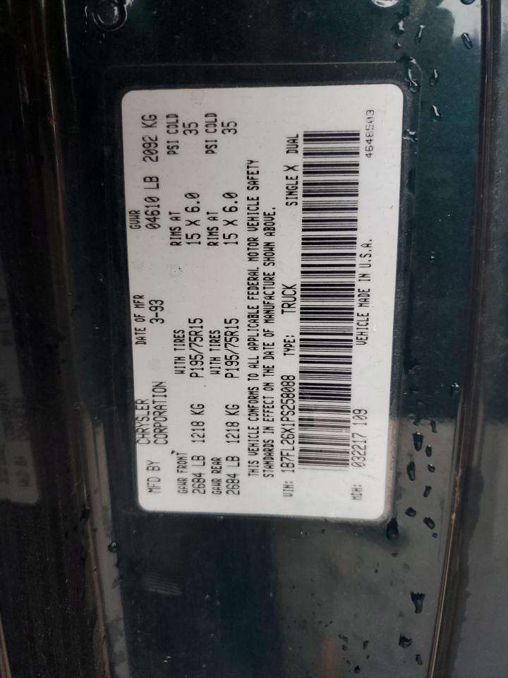 1993 Dodge Dakota VIN: 1B7FL26X1PS258088 Lot: 53906475