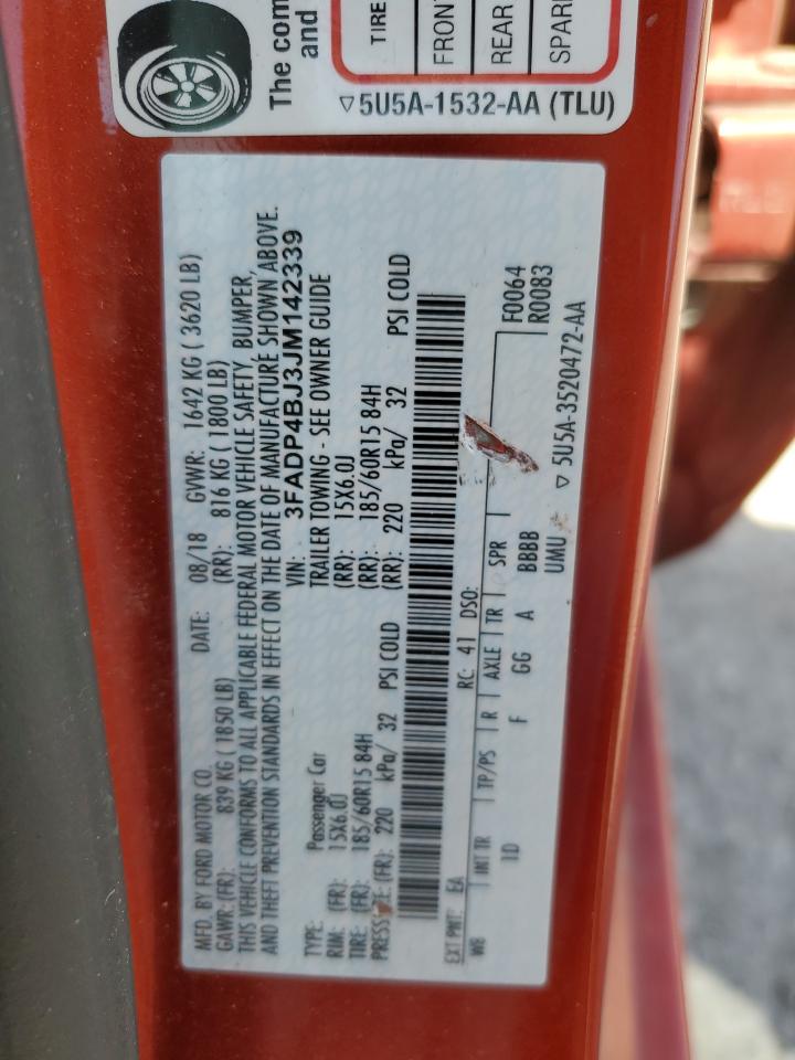 2018 Ford Fiesta Se VIN: 3FADP4BJ3JM142339 Lot: 52276325