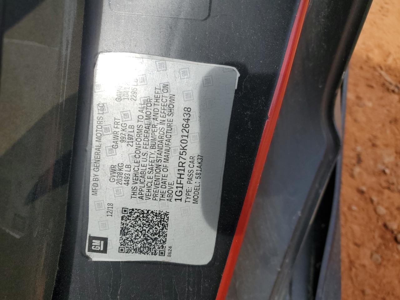 1G1FH1R75K0126438 CHEVROLET CAMARO 2019