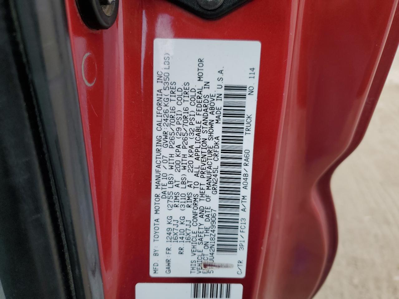 2008 Toyota Tacoma Access Cab VIN: 5TEUU42N18Z499067 Lot: 53306595