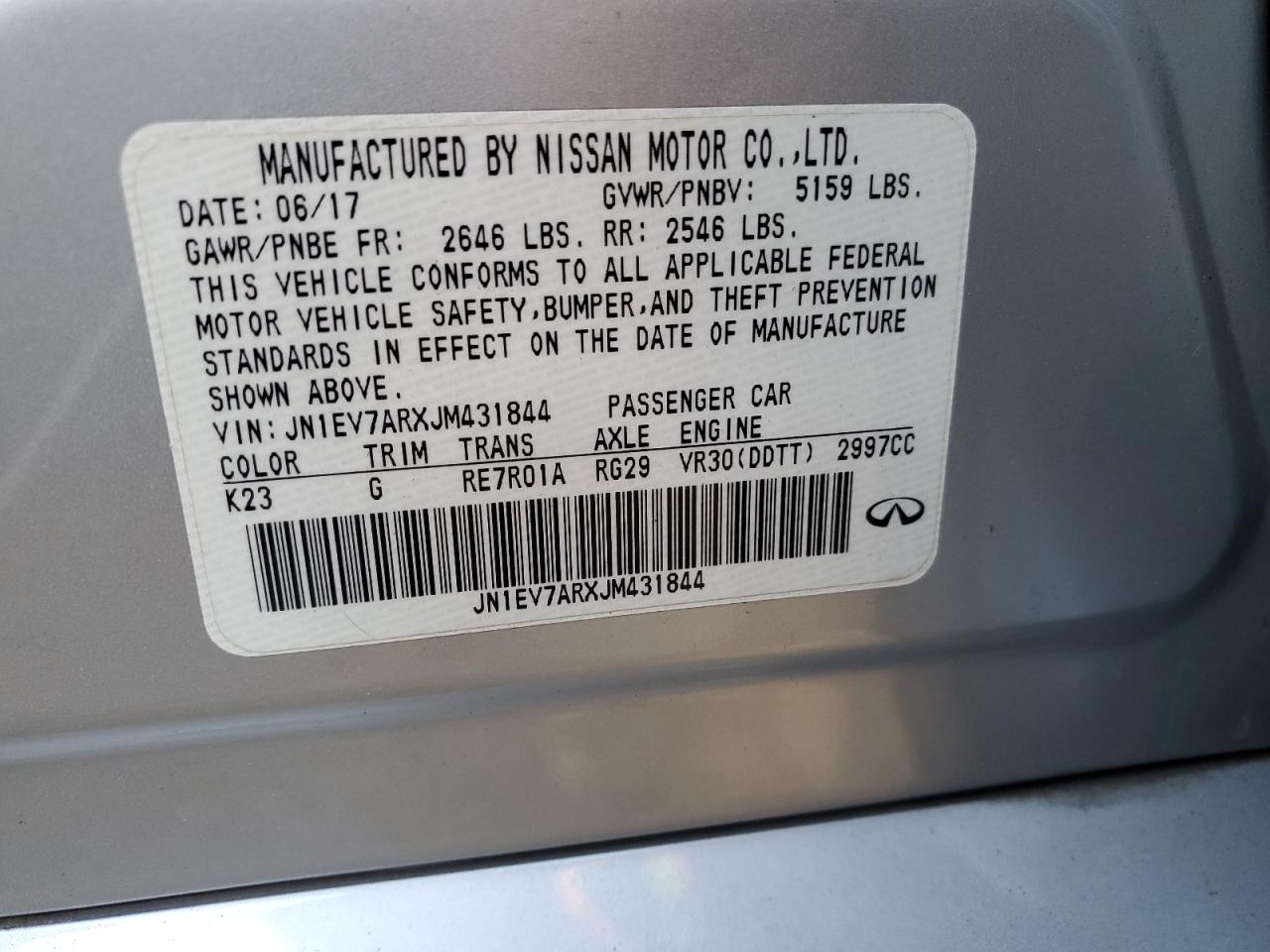 JN1EV7ARXJM431844 INFINITI Q50 2018