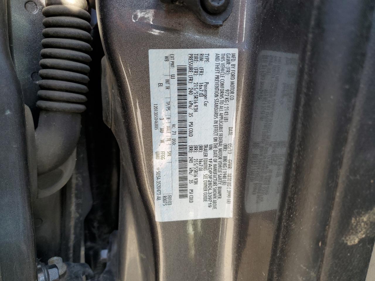 2013 Ford Focus Se VIN: 1FADP3F28DL339719 Lot: 53810245