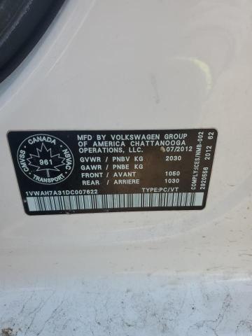 2013 VOLKSWAGEN PASSAT S