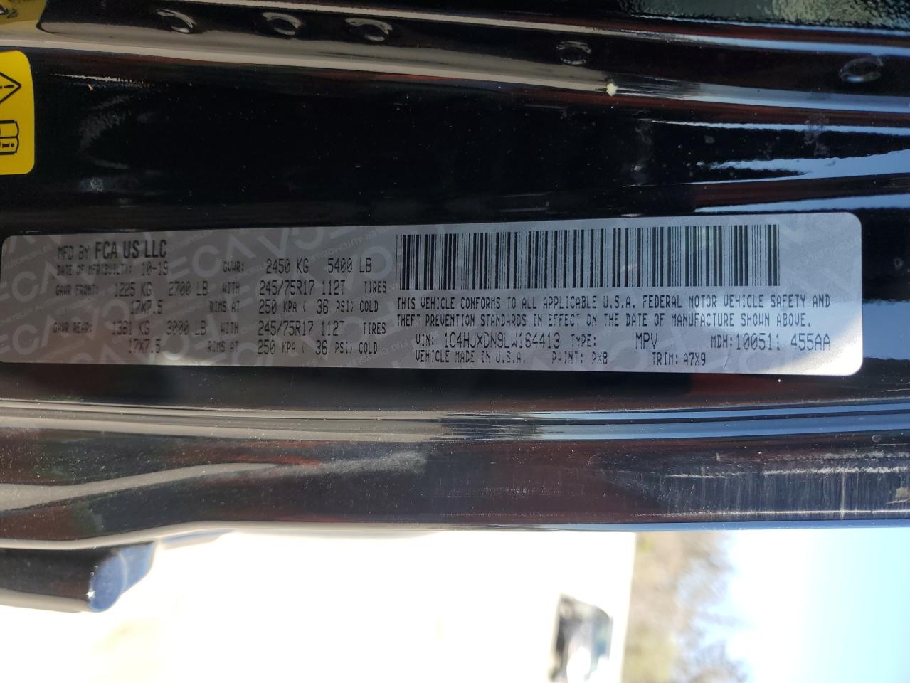2020 Jeep Wrangler Unlimited Sport VIN: 1C4HJXDN9LW164413 Lot: 55100385