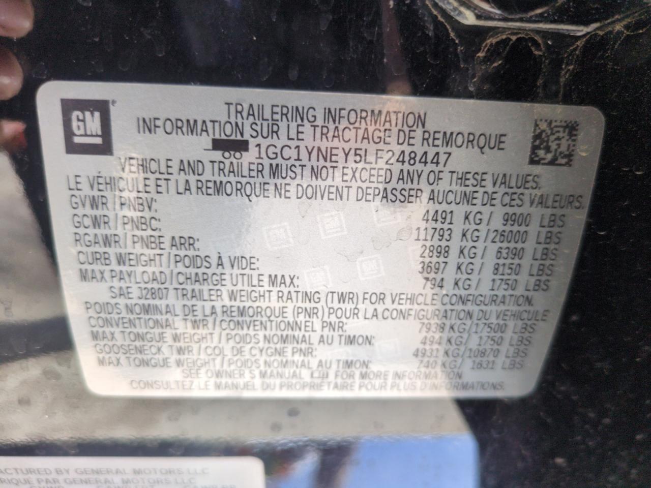 1GC1YNEY5LF248447 CHEVROLET ALL Models 2020