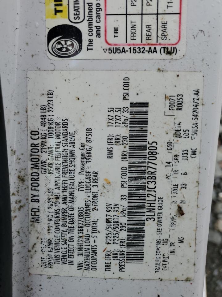 2011 Lincoln Mkz VIN: 3LNHL2JC3BR770805 Lot: 52770885