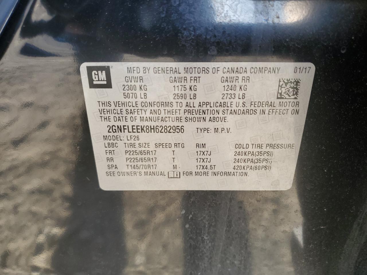 2GNFLEEK8H6282956 CHEVROLET EQUINOX 2017