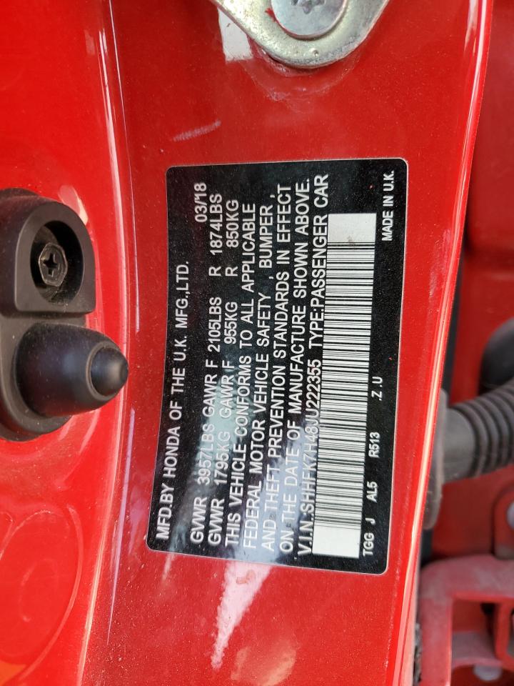 SHHFK7H48JU222355 HONDA CIVIC 2018