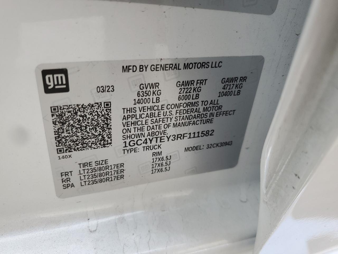 1GC4YTEY3RF111582 CHEVROLET ALL Models 2024