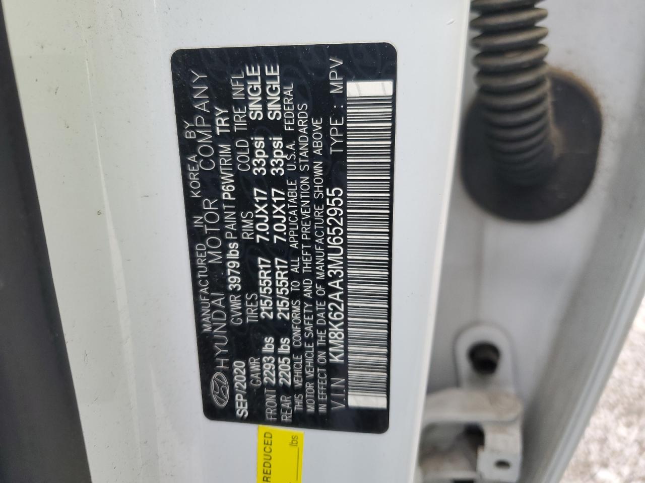 2021 Hyundai Kona Sel Plus VIN: KM8K62AA3MU652955 Lot: 51625895