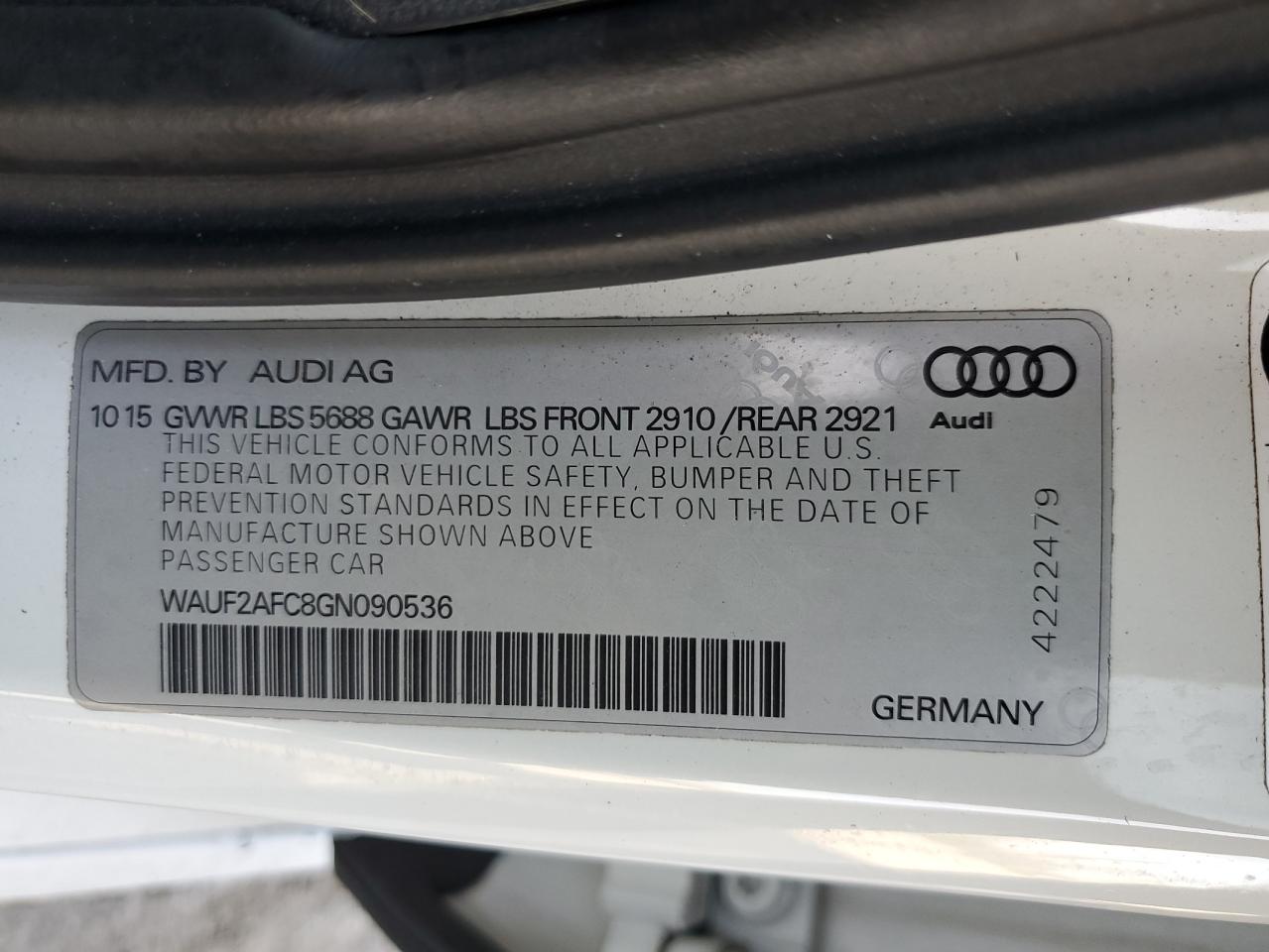 2016 Audi S6 Premium Plus VIN: WAUF2AFC8GN090536 Lot: 53939585