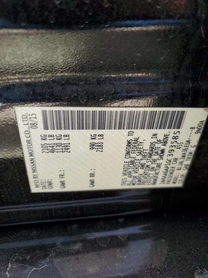 1N4AA6AP1GC393585 NISSAN MAXIMA 2016