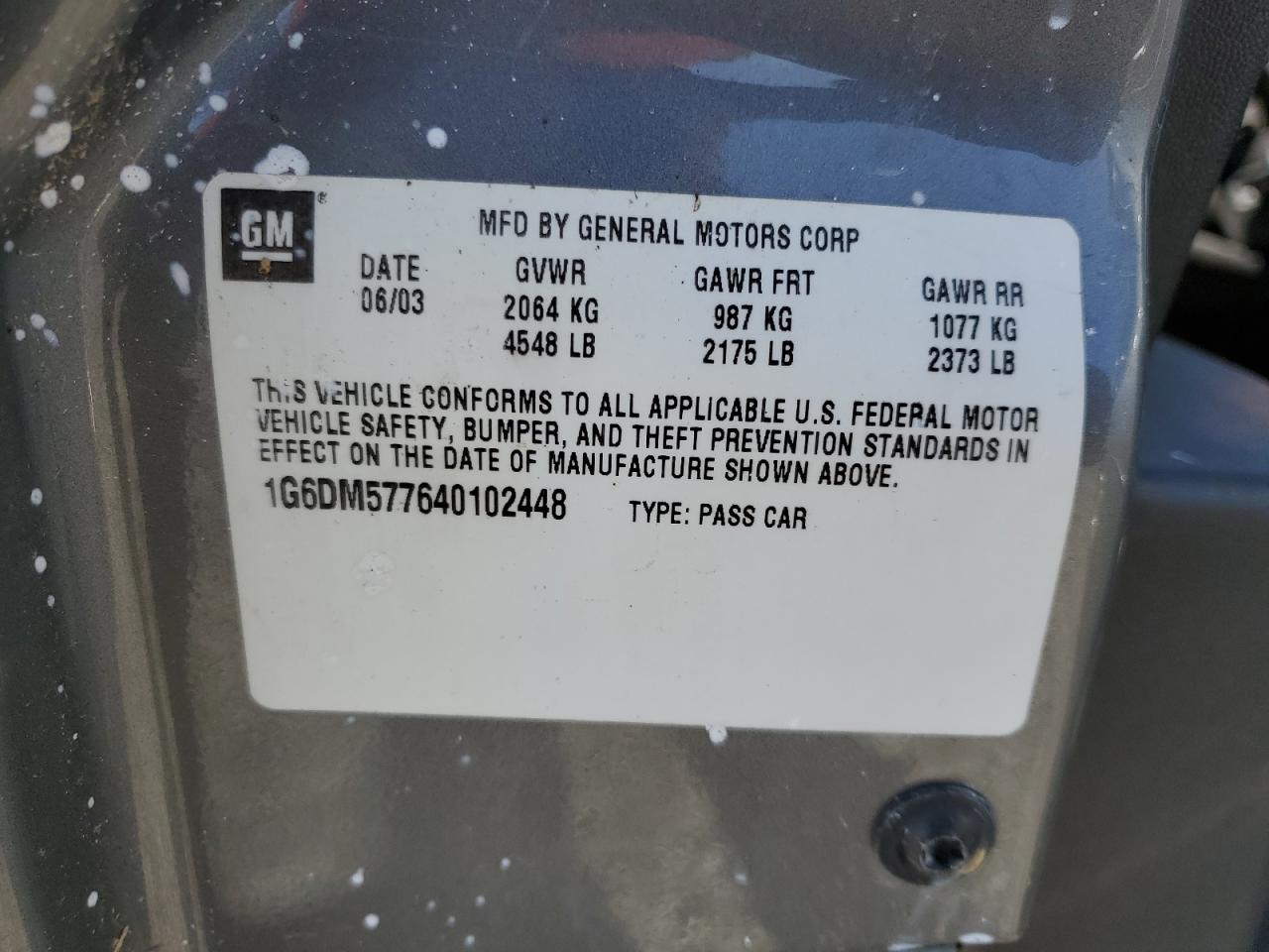 2004 Cadillac Cts VIN: 1G6DM577640102448 Lot: 51741695