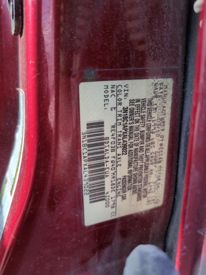 2010 Nissan Versa S VIN: 3N1BC1APXAL439022 Lot: 51972715