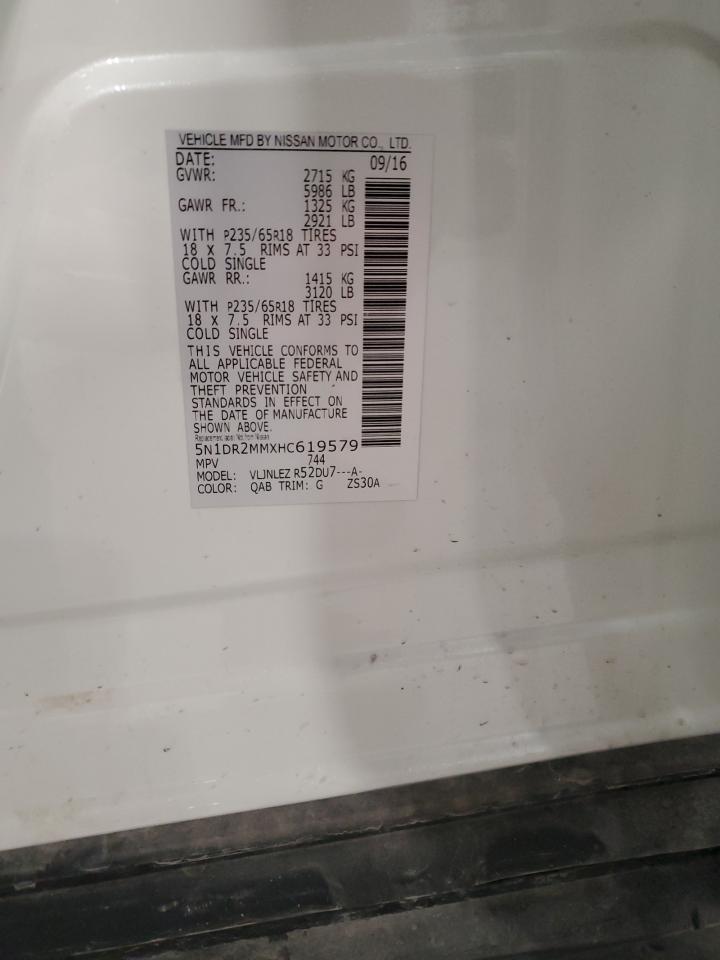 5N1DR2MMXHC619579 NISSAN PATHFINDER 2017