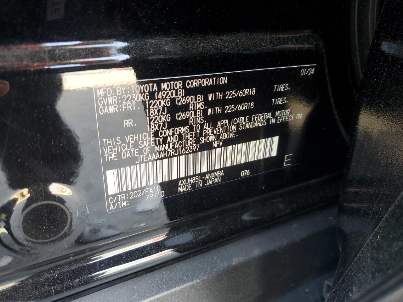 2024 Toyota Venza Le VIN: JTEAAAAH7RJ162397 Lot: 53778145